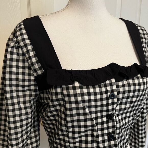 NWOT BCBGeneration Cropped Gingham Top Black White Medium - Picture 5 of 10